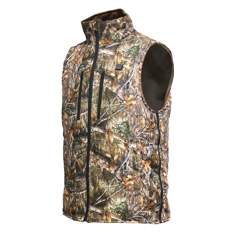 USB Heated Camo Hunting Vest – Forest Camouflage Cold-Proof Sleeveless Jacket