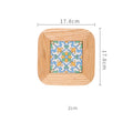 Japanese Oak Tile Trivet & Pot Mat – Solid Wood Floral Insulation Mat for Dining Table