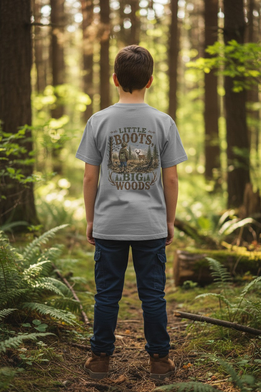 RACK & RIDGE Little Boots, Big Woods Youth Boys' Woodland T-Shirt