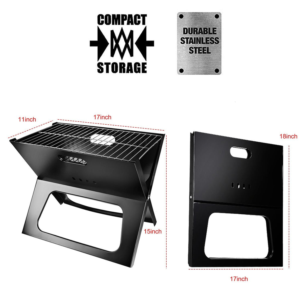 Foldable Charcoal BBQ Grill – Portable Triangle Design for Camping