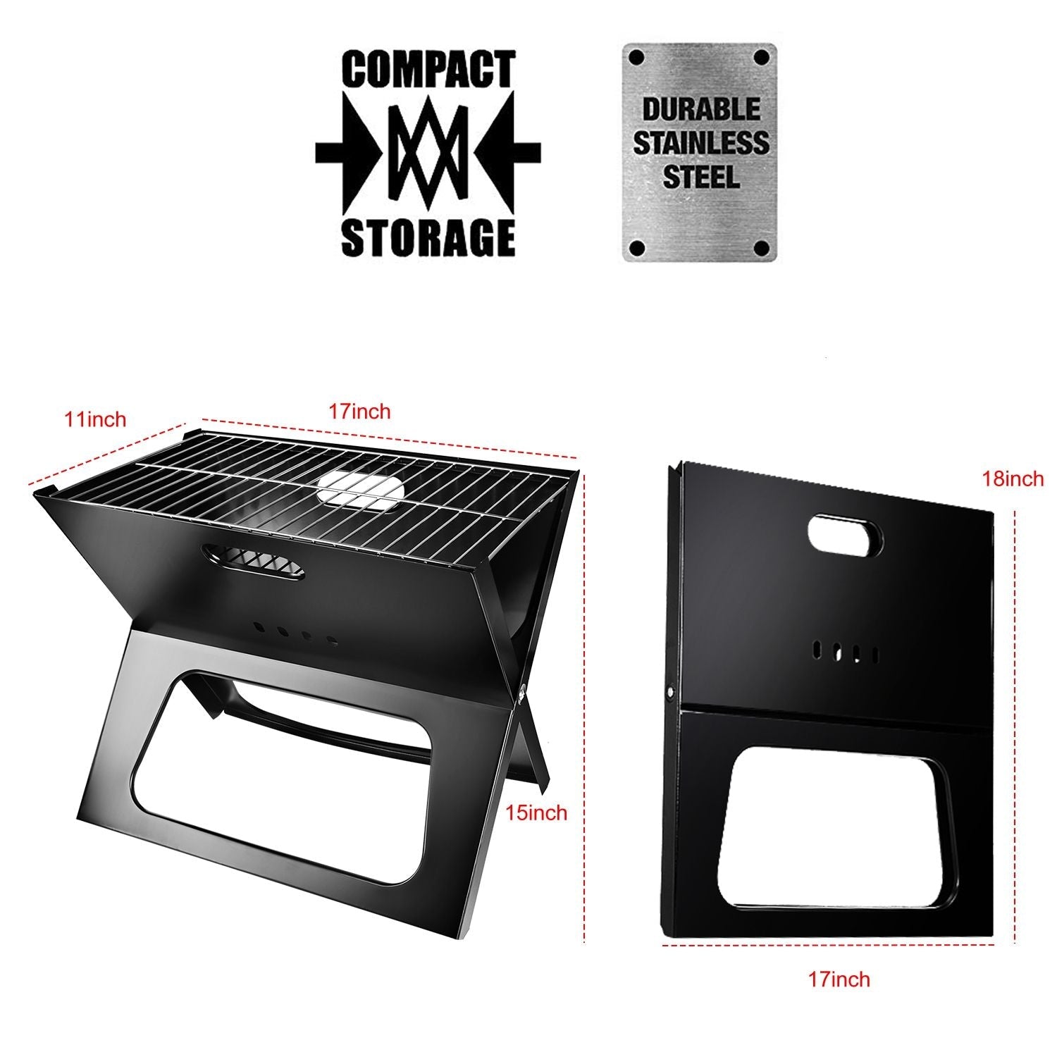 Foldable Charcoal BBQ Grill – Portable Triangle Design for Camping