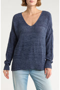 [7WP5056-410] WOMENS LUCKY BRAND SPRING WEIGHT V NECK PULLOVER - AMERICAN NAVY